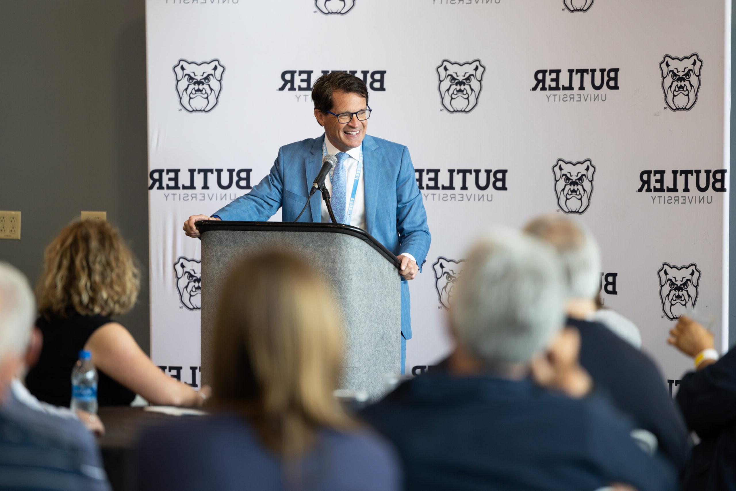 Doug Boles speaks at the annual Bulldogs at the Brickyard event